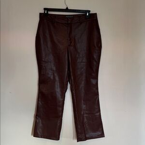 BAGATELLE Faux Leather Ankle Length Pants - Chocolate Brown L